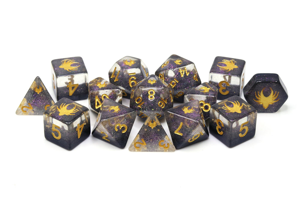 Ascending Shadow - 14 Piece DnD Dice Set | Acrylic RPG Gaming Dice