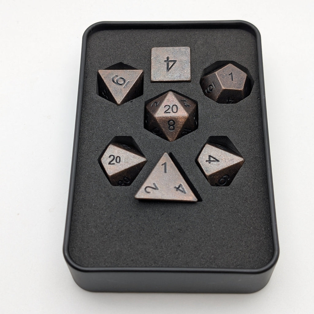 Copper Ore - 7 Piece DnD Dice Set | Metal RPG Gaming Dice