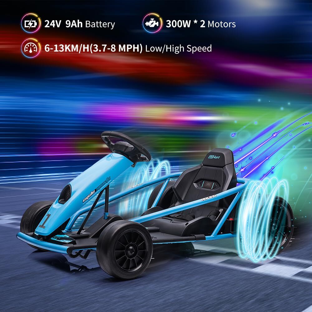 24V Electric Ride-On Go-Kart for Kids High-Speed Drifting Car Toy