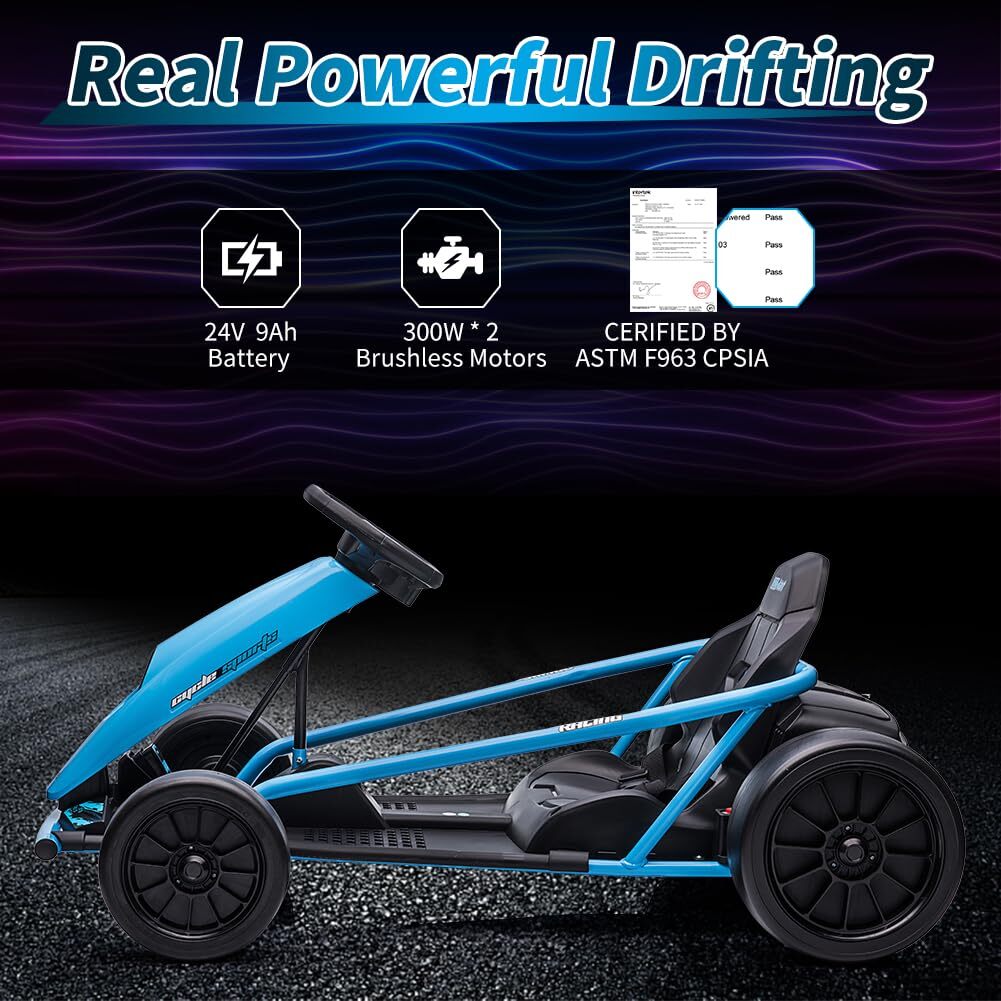 24V Electric Ride-On Go-Kart for Kids High-Speed Drifting Car Toy