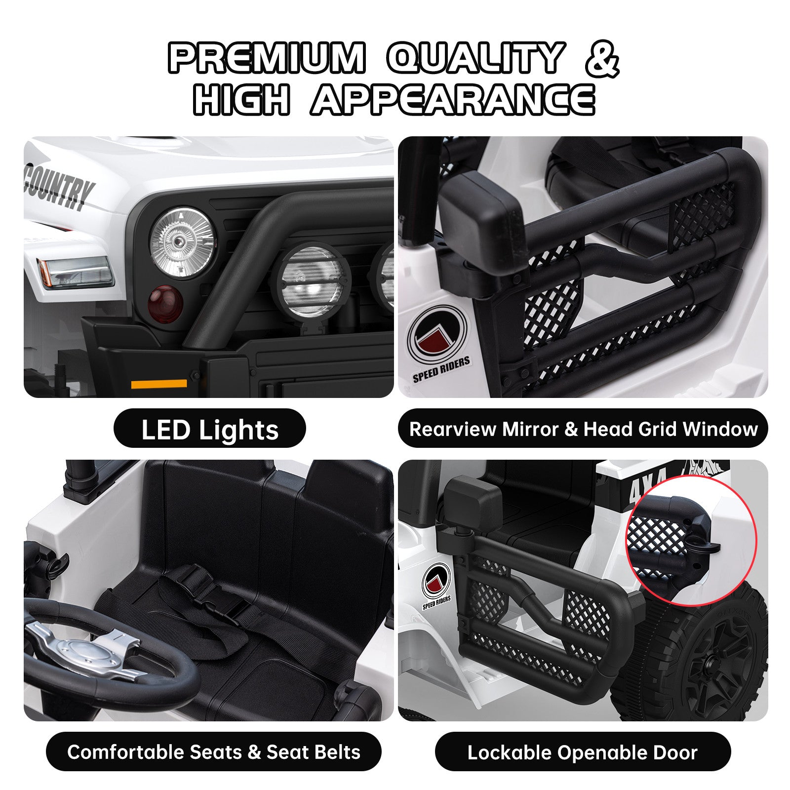 12V Battery-Powered Electric Ride-On Jeep Car for Kids with Remote Control Toy