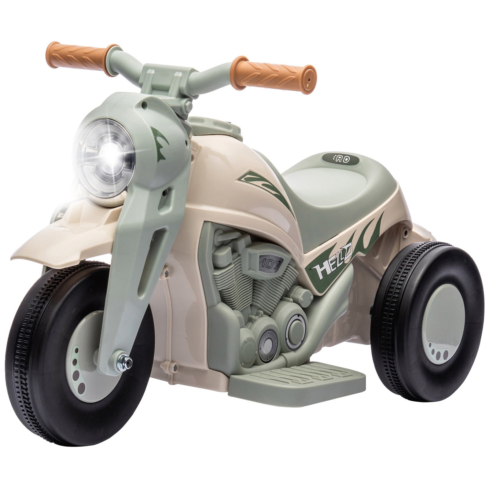 6V Ride-On Motorcycle and Bubble Car with Music - Cream Color