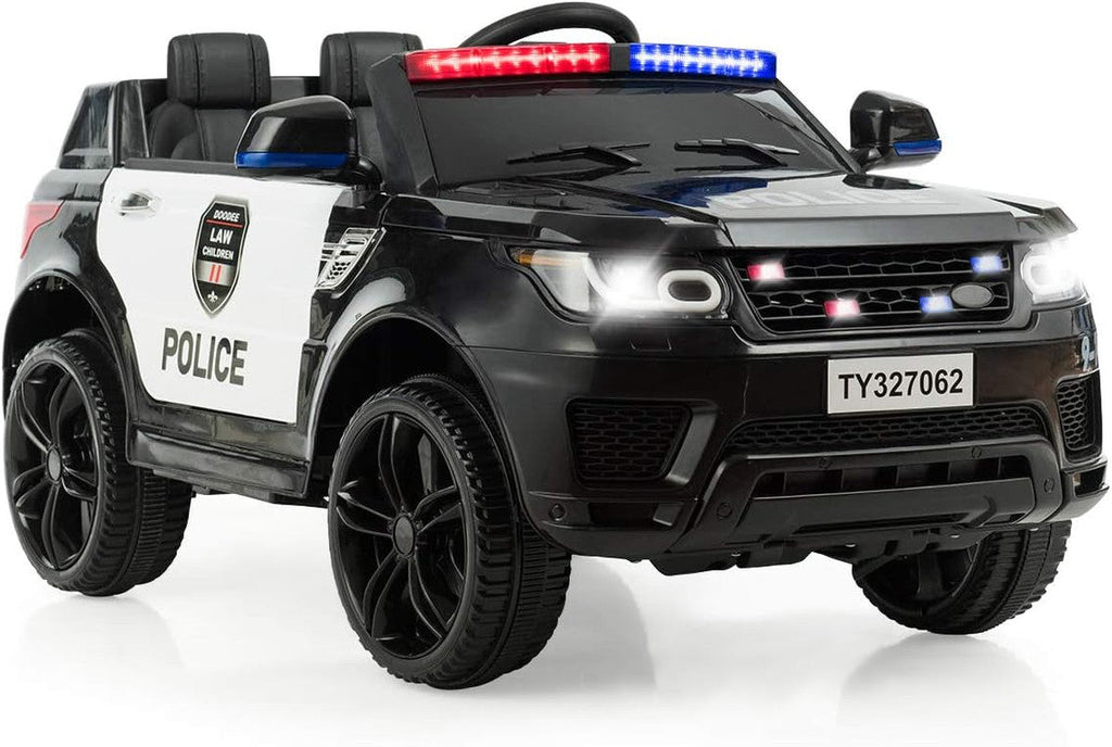 12V Electric Ride-On Police Car for Kids with Siren, Flashing Lights, and Horn
