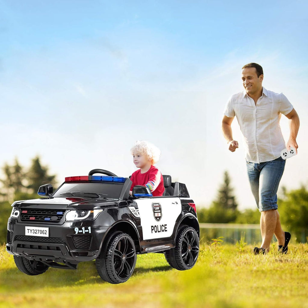12V Electric Ride-On Police Car for Kids with Siren, Flashing Lights, and Horn