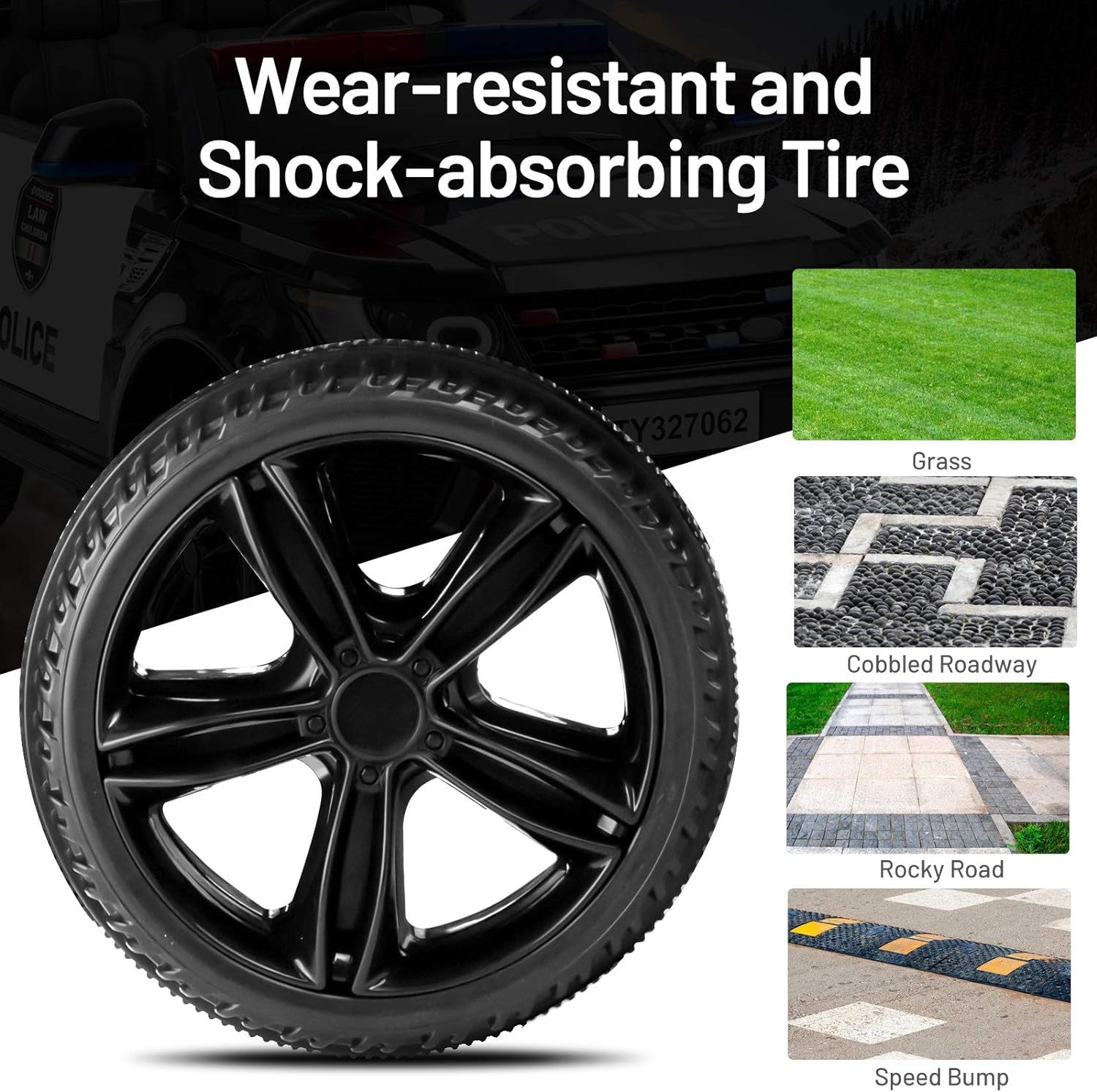 12V Electric Ride-On Police Car for Kids with Siren, Flashing Lights, and Horn