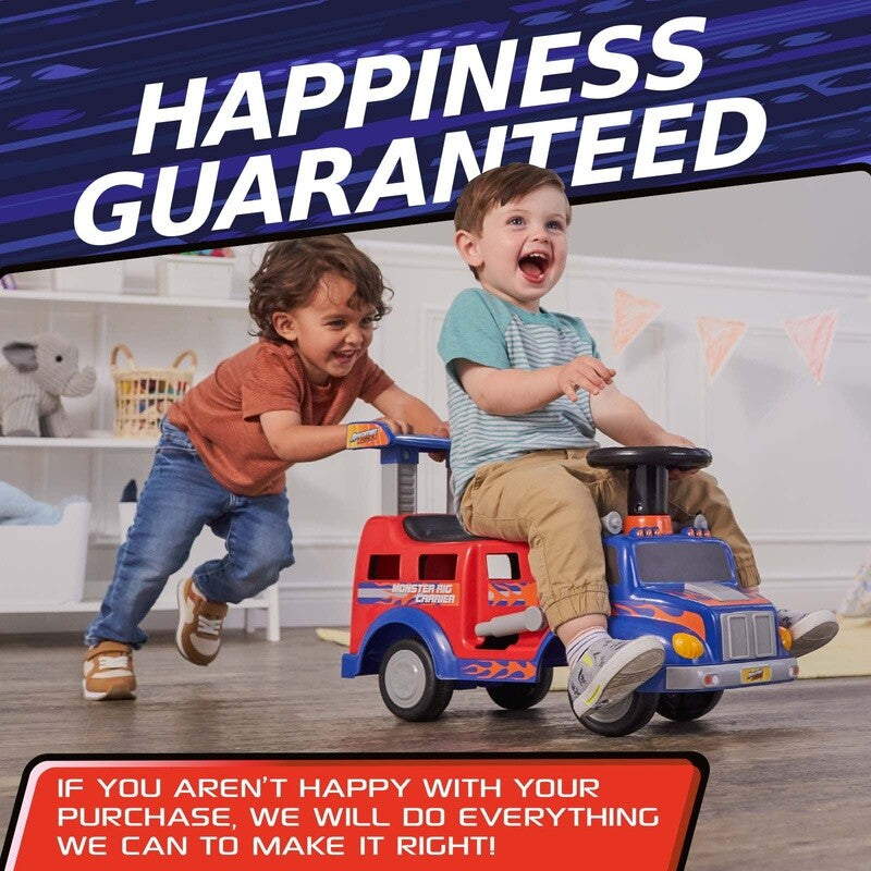 Interactive Monster Truck Ride-On Toy Carrier for Kids Ages 1-3, Supports up to 44 lbs, Unisex