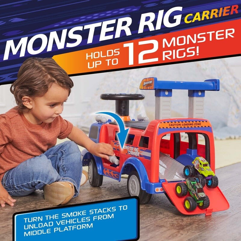 Interactive Monster Truck Ride-On Toy Carrier for Kids Ages 1-3, Supports up to 44 lbs, Unisex