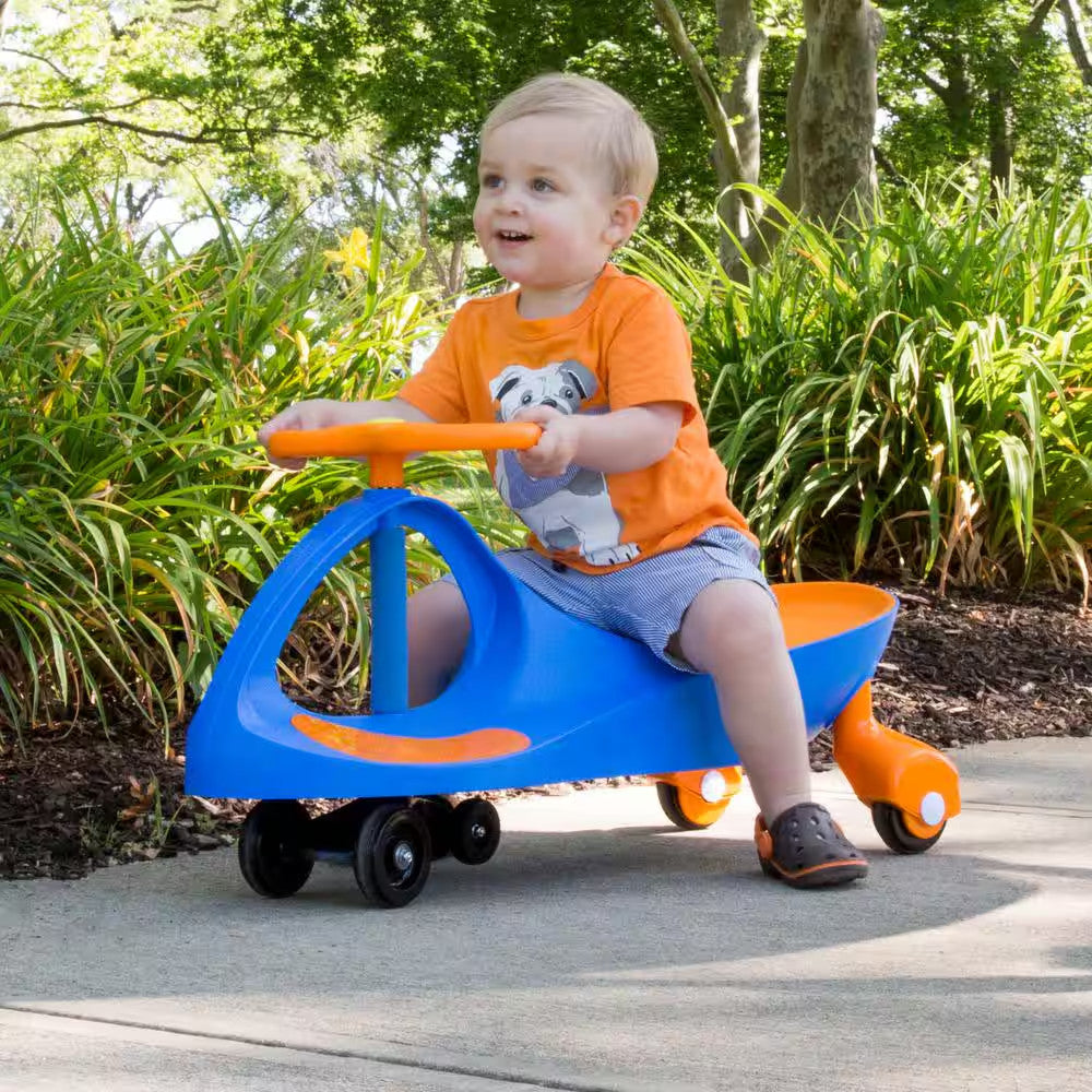 Blue and Orange Ride-On Wiggle Car Toy for Kids