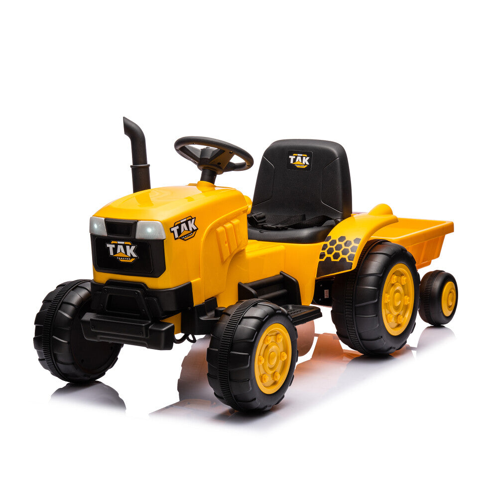 Electric Battery-Powered Ride-On Tractor and Excavator with Trailer for Kids Age 5 and Up