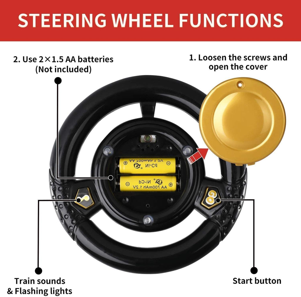 Electric Ride-On Train Set with Track, 2-Seater Cargo Car, Music and Lights