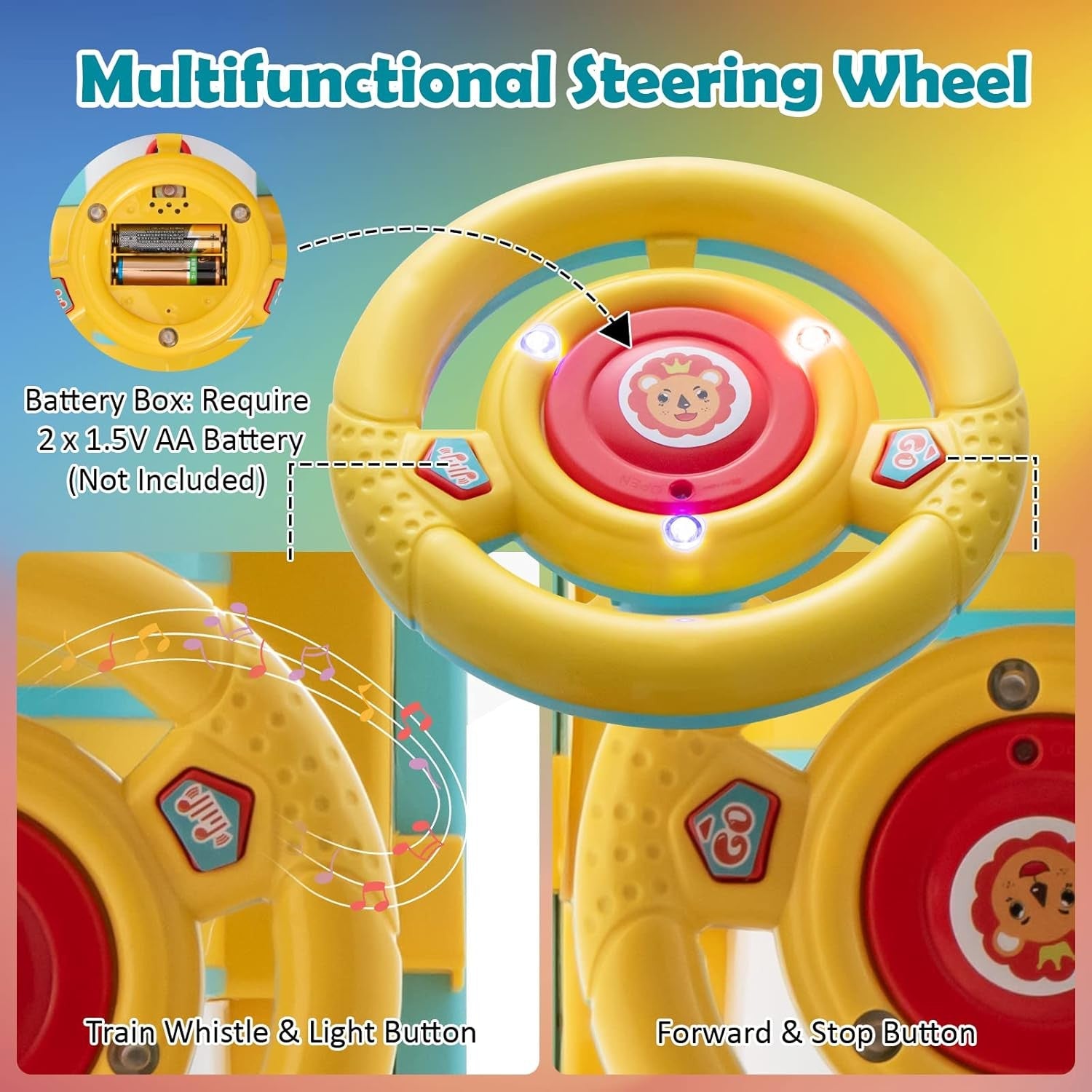 Electric 6V Ride-On Train Toy with 16-Piece Track Set for Kids