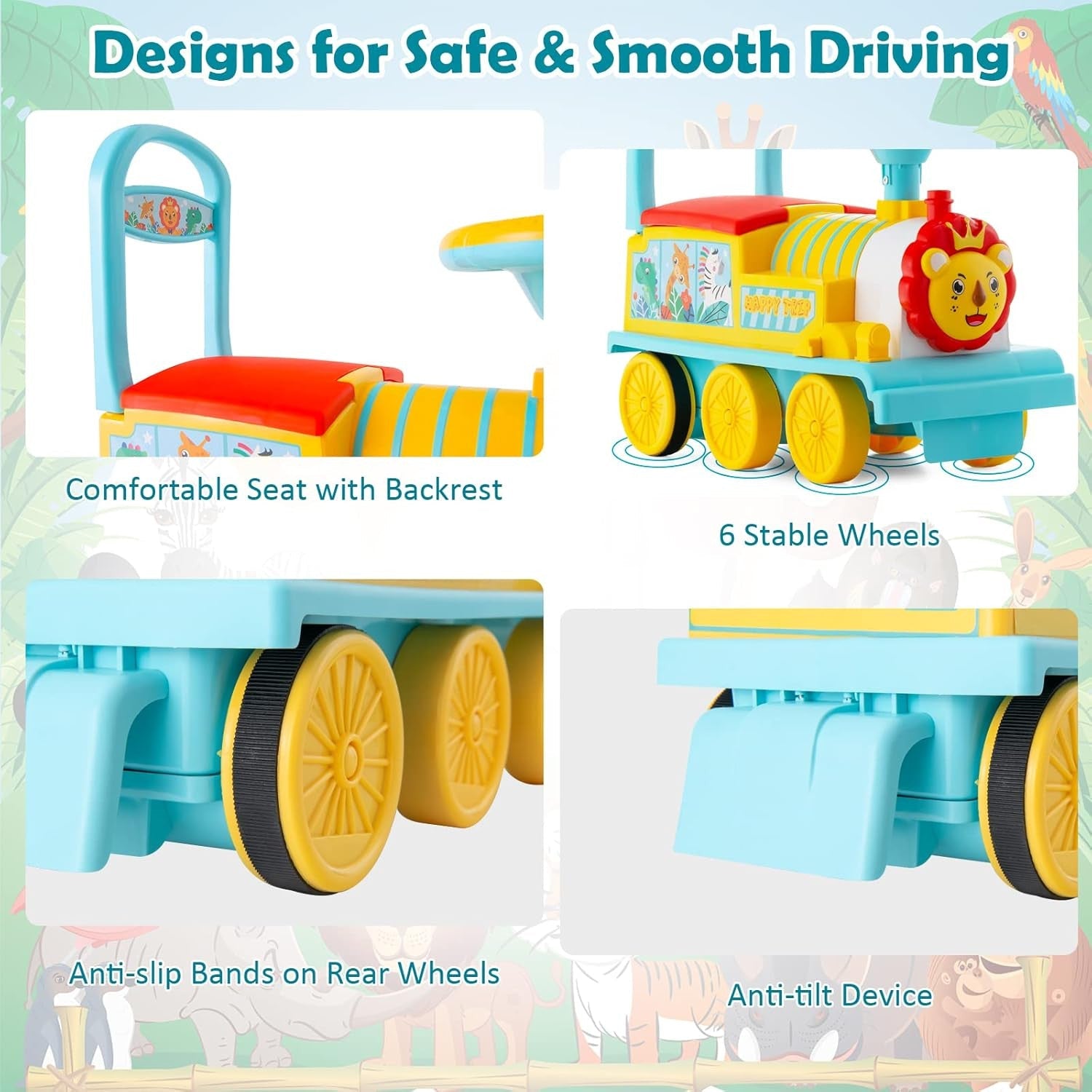 Electric 6V Ride-On Train Toy with 16-Piece Track Set for Kids