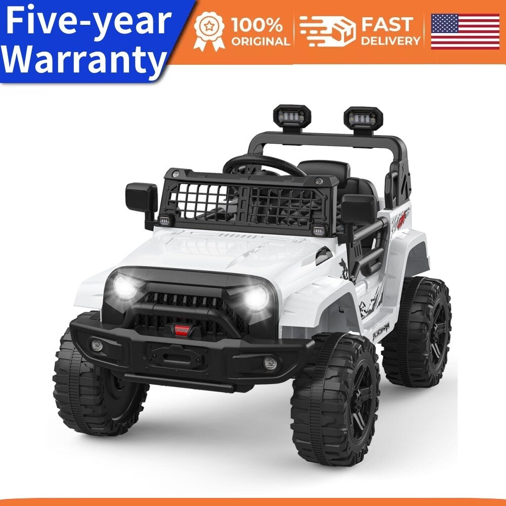 12V Kids Ride-On Truck with Parent Remote Control, LED Lights, AUX Port, and Dual Speakers